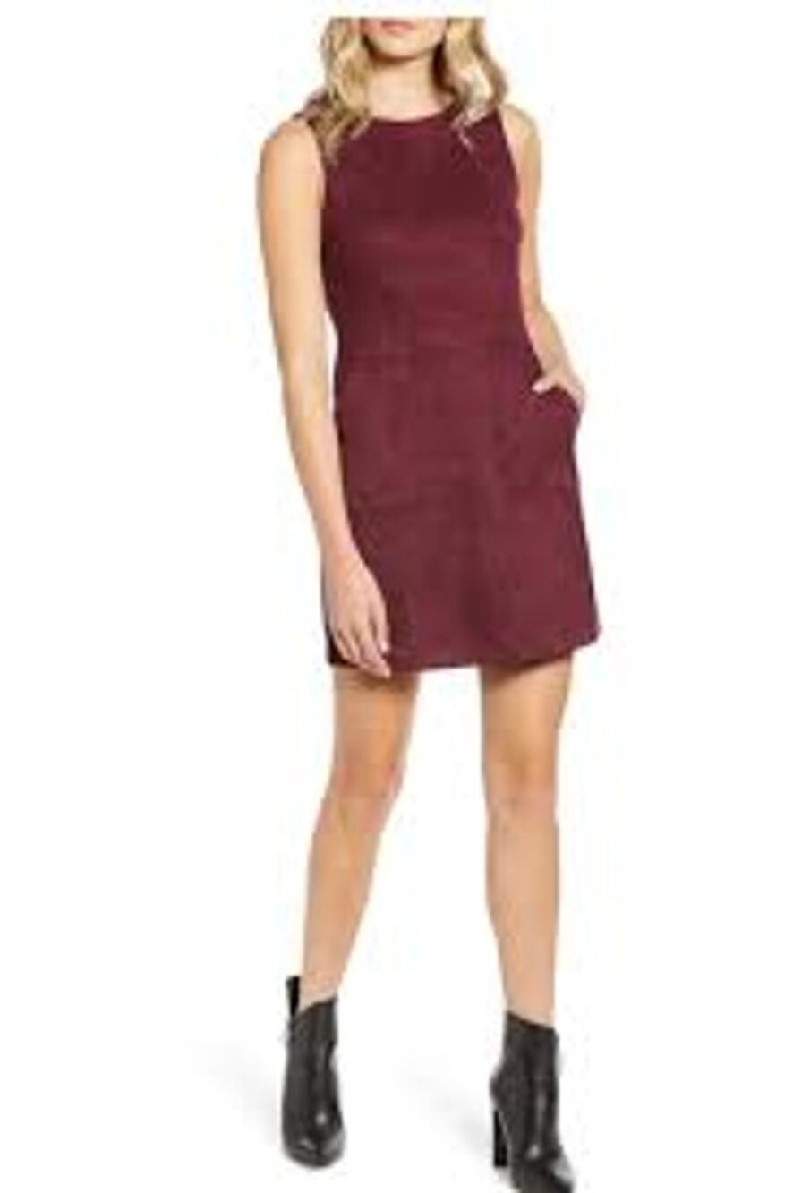 Bishop + Young Gemma Maroon Faux Suede Sleeveless Dress Women's Size Small